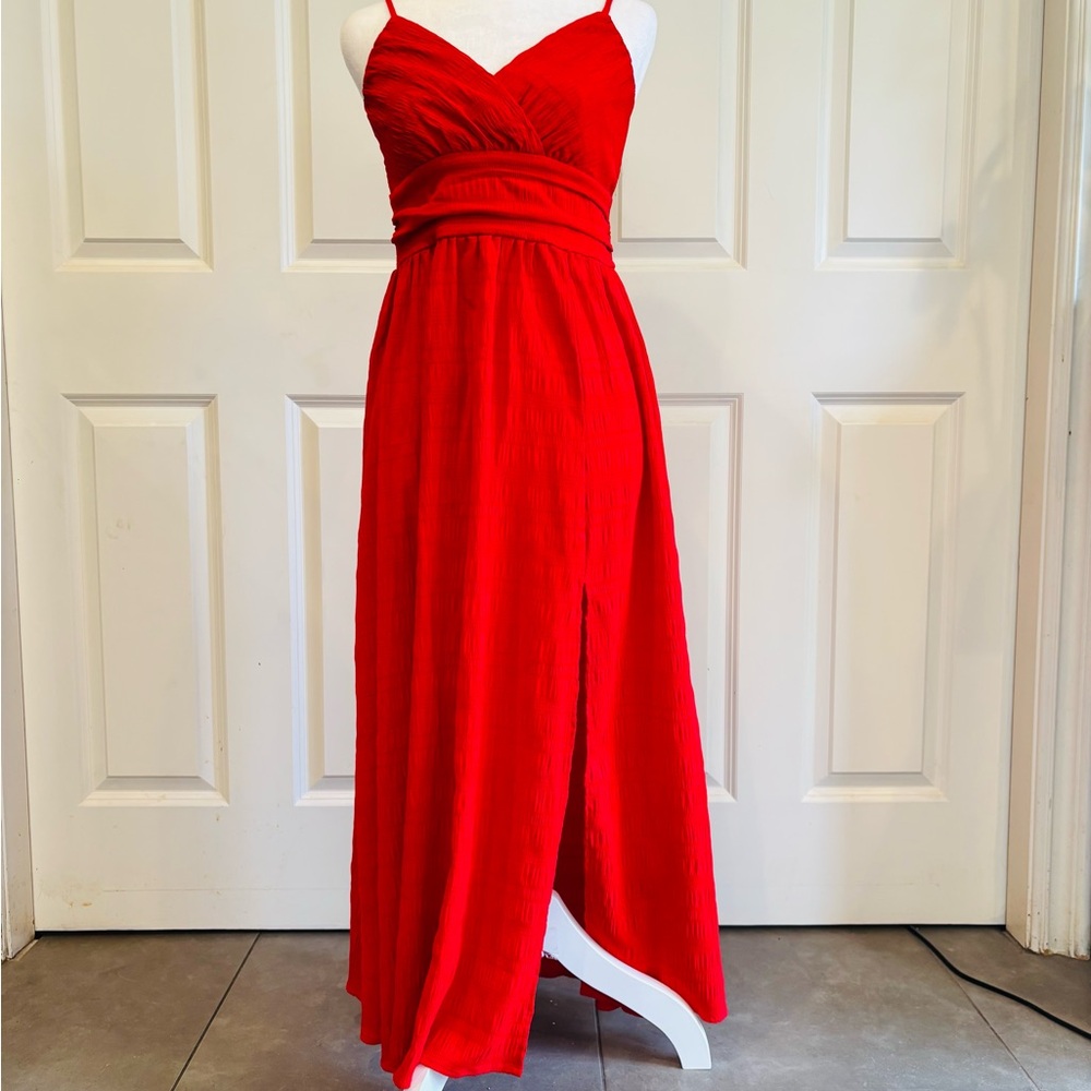 Red Spaghetti Strap Maxi Dress